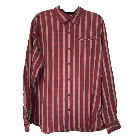 Rei Adventures Microcheck Long Sleeve Button Up Mens XL Outdoors Camping Hiking - Picture 1 of 10